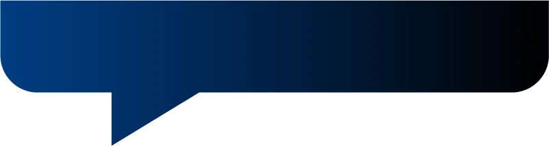 A blue gradient speech bubble with a pointed tail, shaped like a radome dome, on a white background.